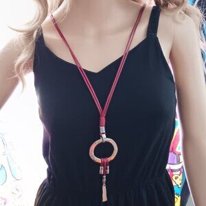 Leather Necklace with Earrings